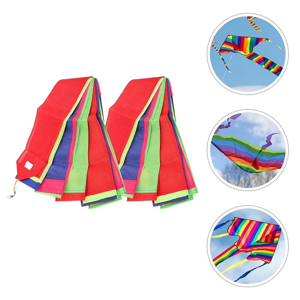 Cinta serpentina de cola larga para cometa colorida para juegos al aire libre, decoración de tela de arcoíris para niños, accesorios para cometas, 2 uds.