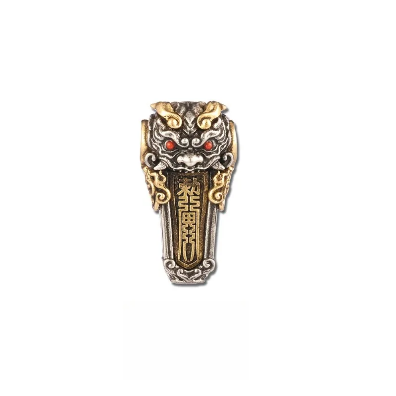 

Oriental Taoist Tibetan Heritage Vintage Mountain Ghost Script Three Way Natural Agate Minimal Calming Bless Bead Connector