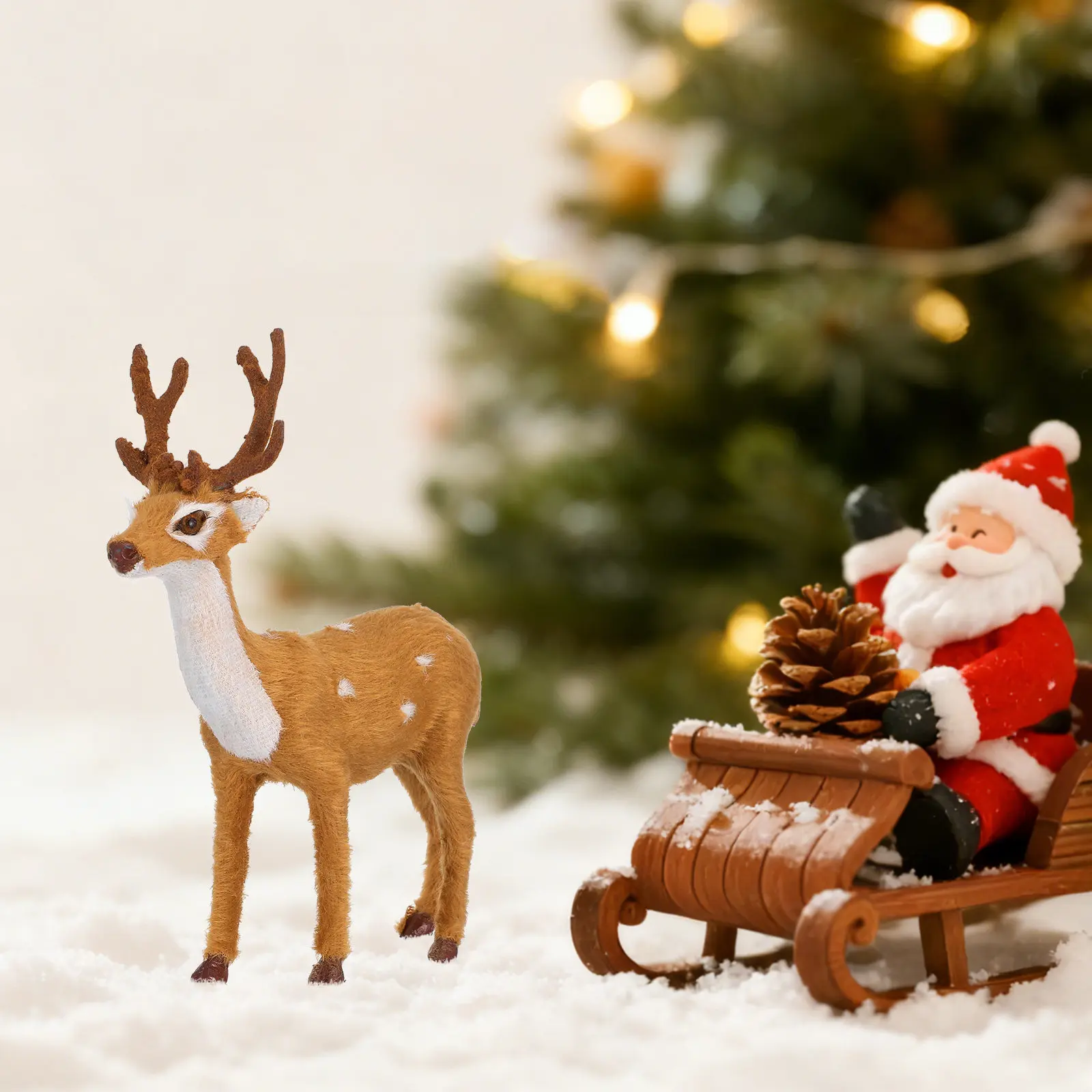 

Рождественский декор: Винтажный стоящий олень в мультяшном стиле, имитация оленя, украшение для дома, гостиной, спальни, праздничный декор, 5,9 дюйма, Рождественский олень