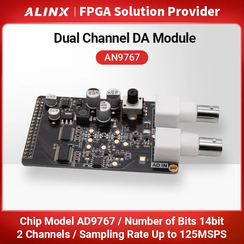 

Alinx Dual Channel 14 bit 125Msps DA BNC Analog Output Module AN9767