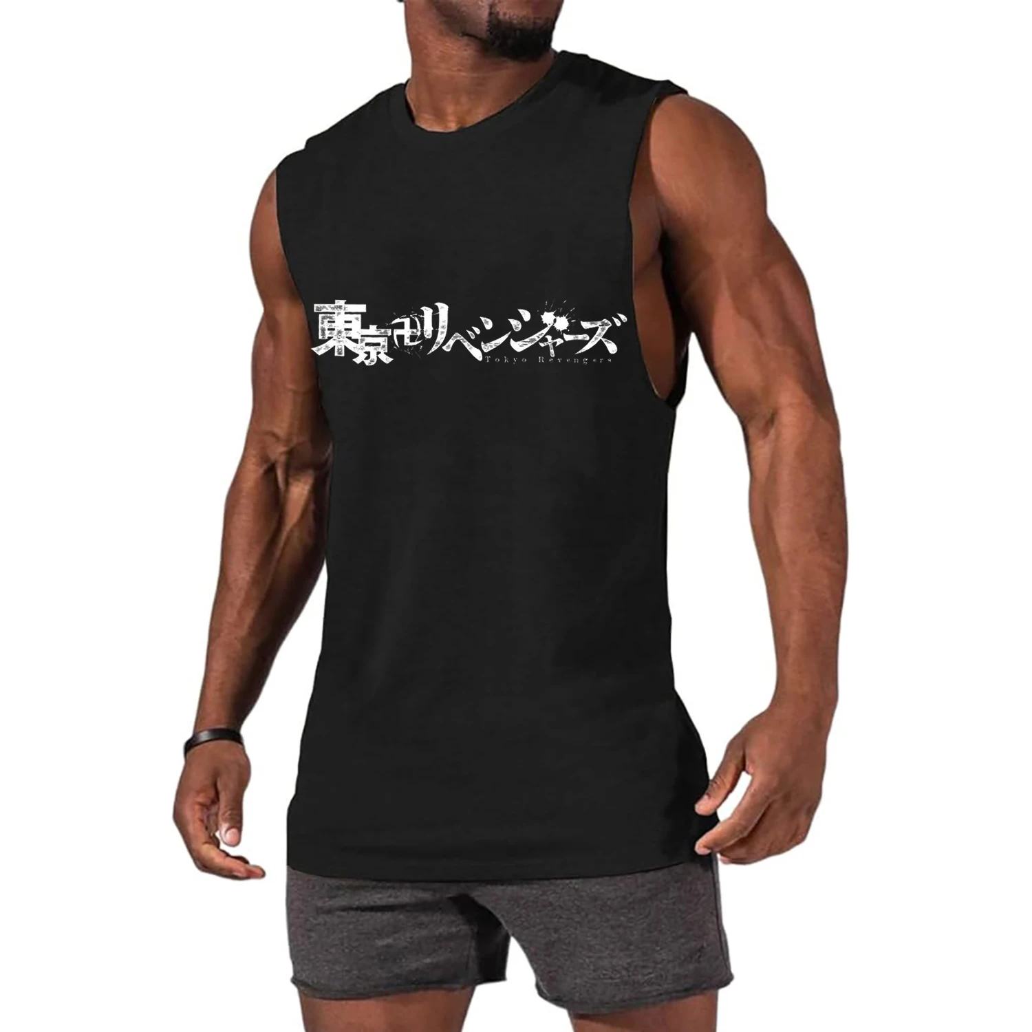 Kaneki Ken Printed Sleeveless Tshirt Anime Tokyo Ghoul Graphic T-shirt Vintage Loose Oversize Vest Tops Summer Men Casual Tees