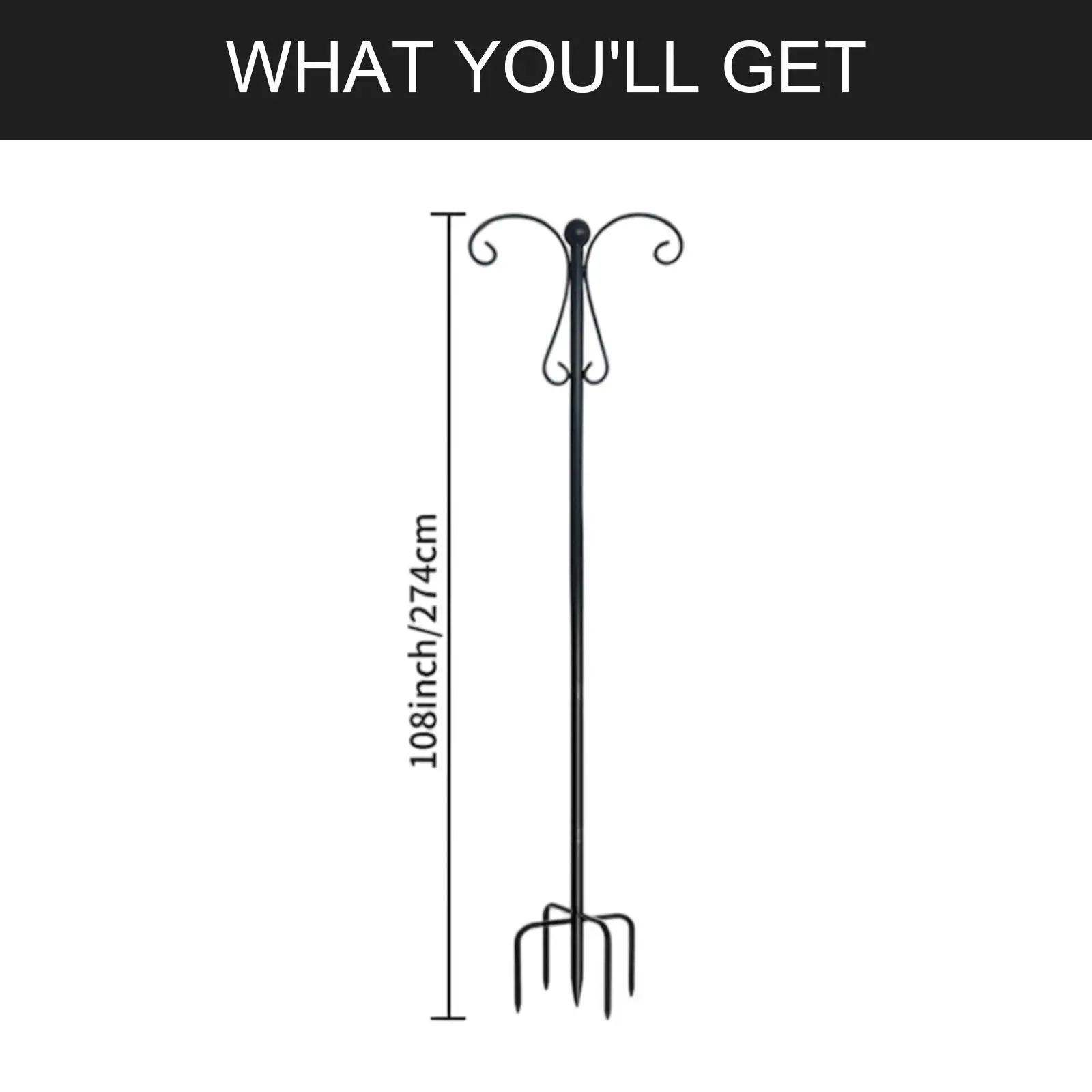 Garden Hanging Decoration Double Shepherds Hook Sturdy Metal Holder Outdoor Plant Hanger for Flowerpots
