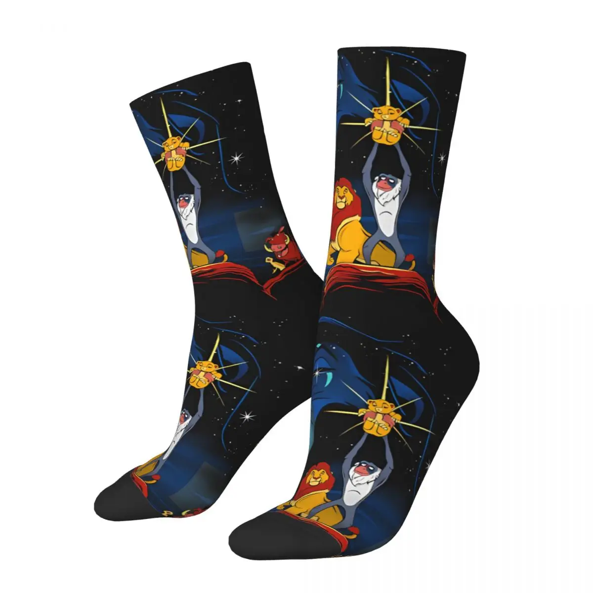 Happy Funny Men's compression Socks Lion Wars Retro Harajuku The Lion King Hip Hop Novelty Casual Crew Crazy Sock Gift Printed