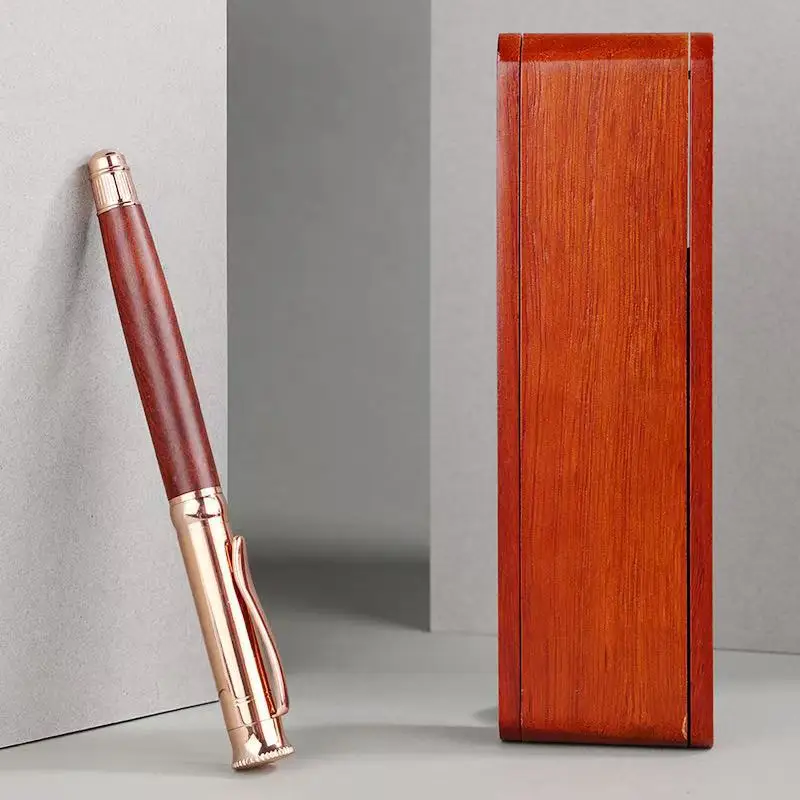 High-grade rose gold real gold rosewood men's business office pen Jewel pen ballpoint pen Business gift pen