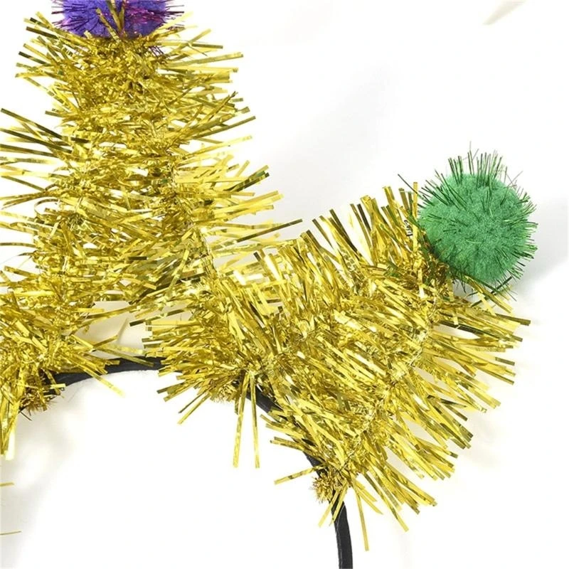 DXAA Shimmering Carnivials Party Party Accessories Pompoms Beadband for Mardi Gras Festival Party Props Hairband Holiday Props