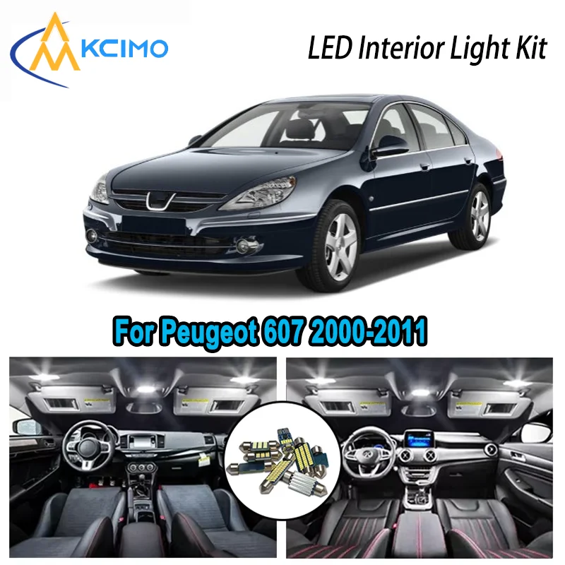 

Высококачественный светодиодный комплект интерьера для Peugeot 607 2000-2011 2001 2002 2003 2004, автомобильные лампы премиум-класса без ошибок купола с картой багажника