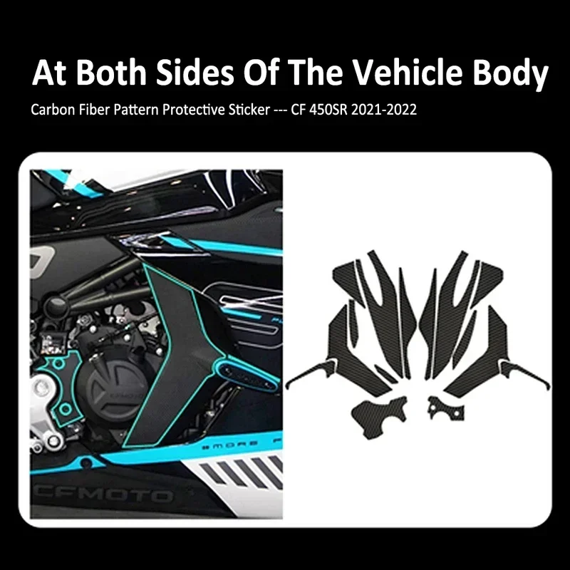 

For CFMOTO CF 450SR 450 SR 2021 2022 Motorcycle Body Tank Anti Skid Scratch Rubber Carbon Fiber Pattern Protective Sticker Pads