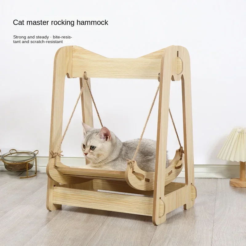 

Wooden shaker cat sleeping entertainment pet pet double anti-rollover swing hanging nest pet rest hammock products