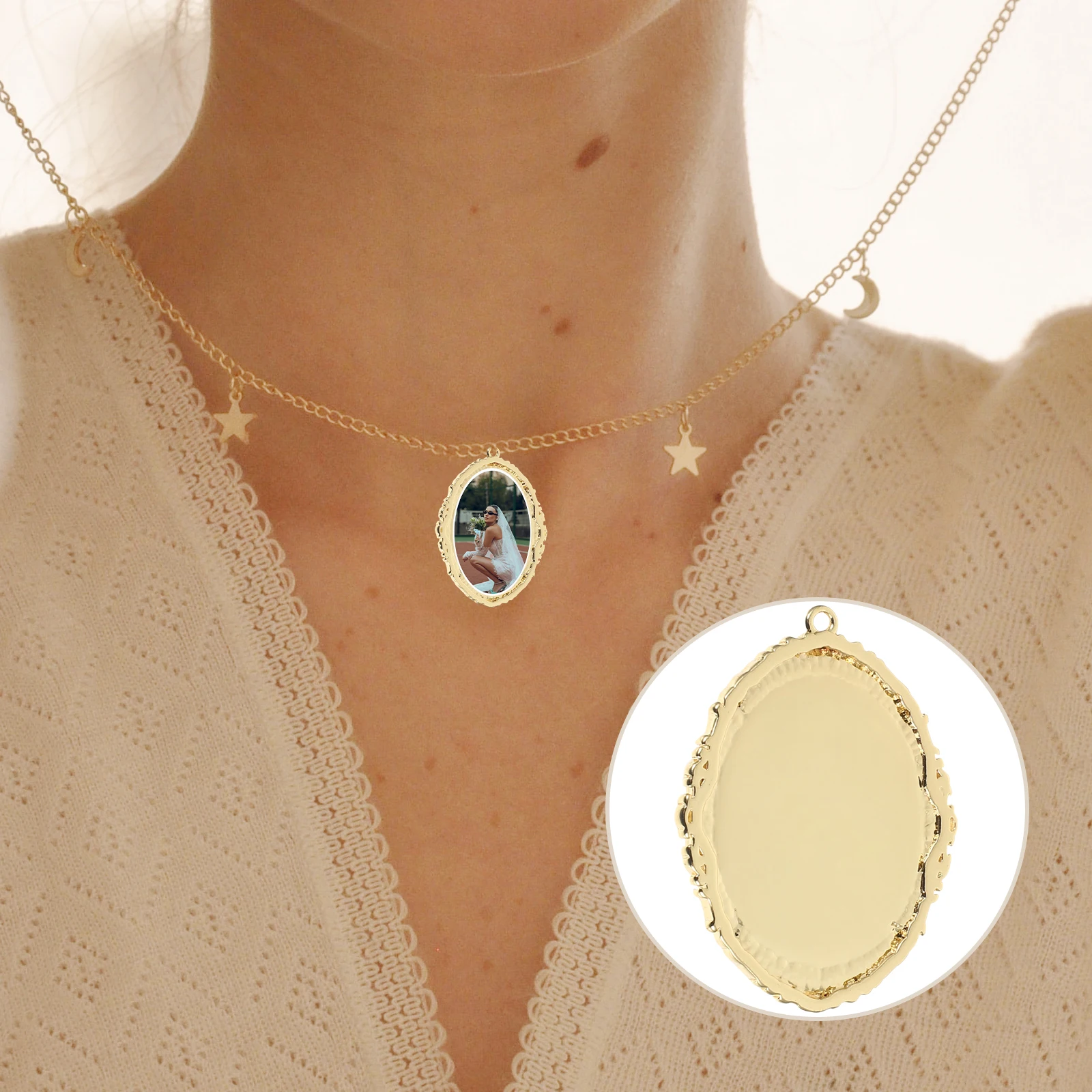 

4 Pcs Photo Frame Pendant Accessories Jewelry Charms for Making Findings Bezels