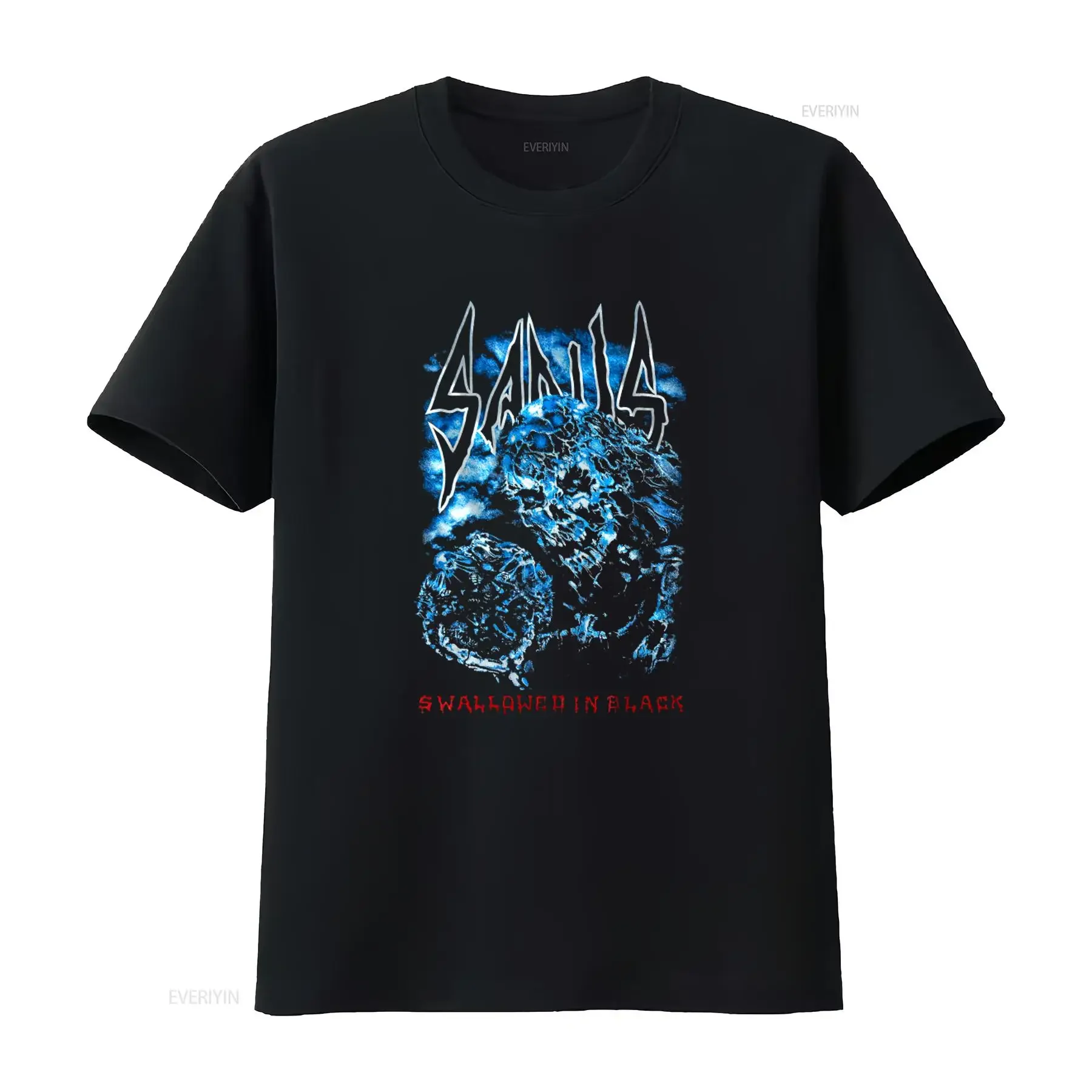 New Dtg dtf T shirt SADUS Swallowed in Black Skull Design Heavy Metal Band  vintage Washed Breathable streetwear