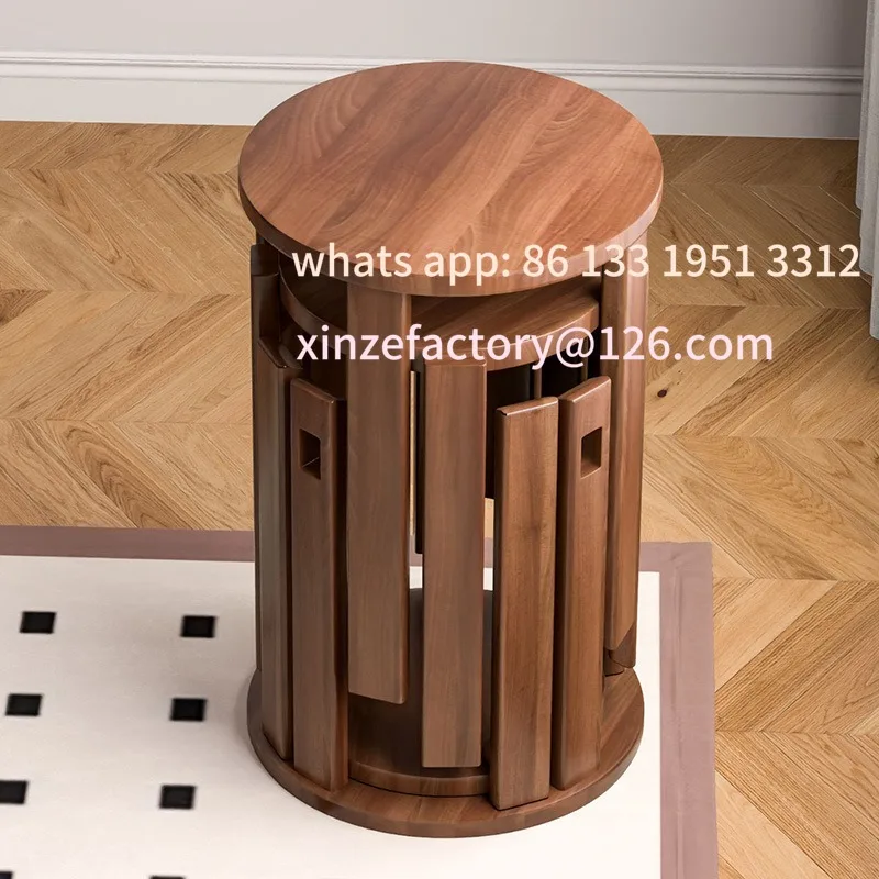 

Log new Chinese stacking music solid wood round stool coffee table household