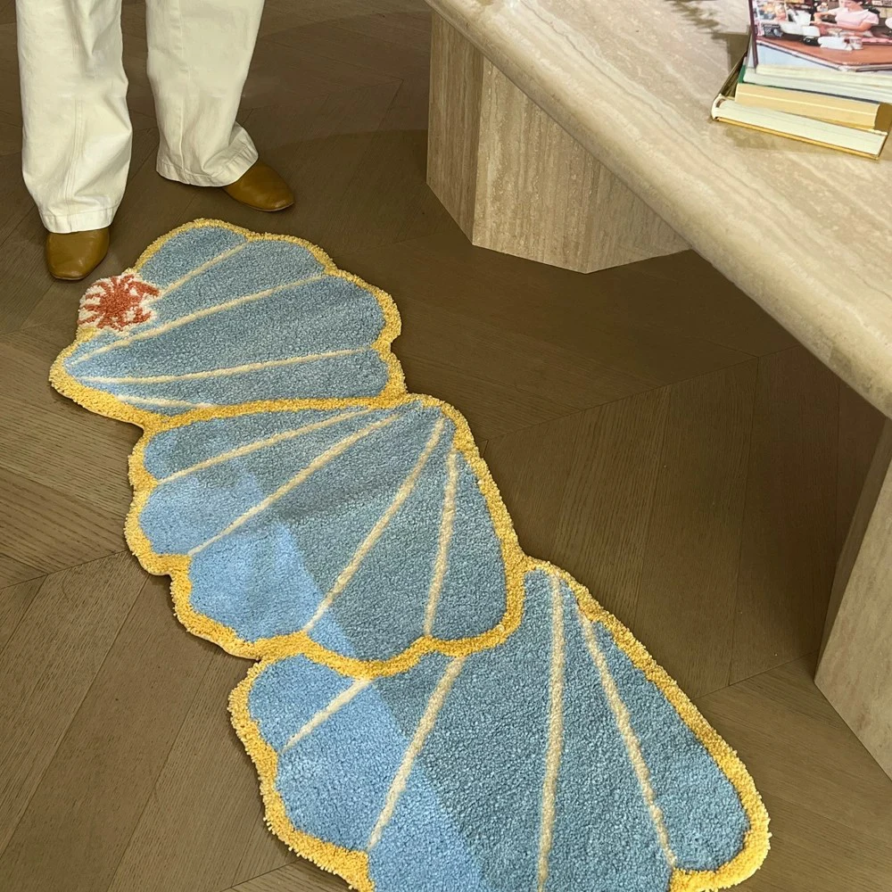 Original  Shaped Carpet Blue Soft Cute Foot Mat Living Room Sofa Bedroom Bedside Blanket Creative Artistic Home Decor