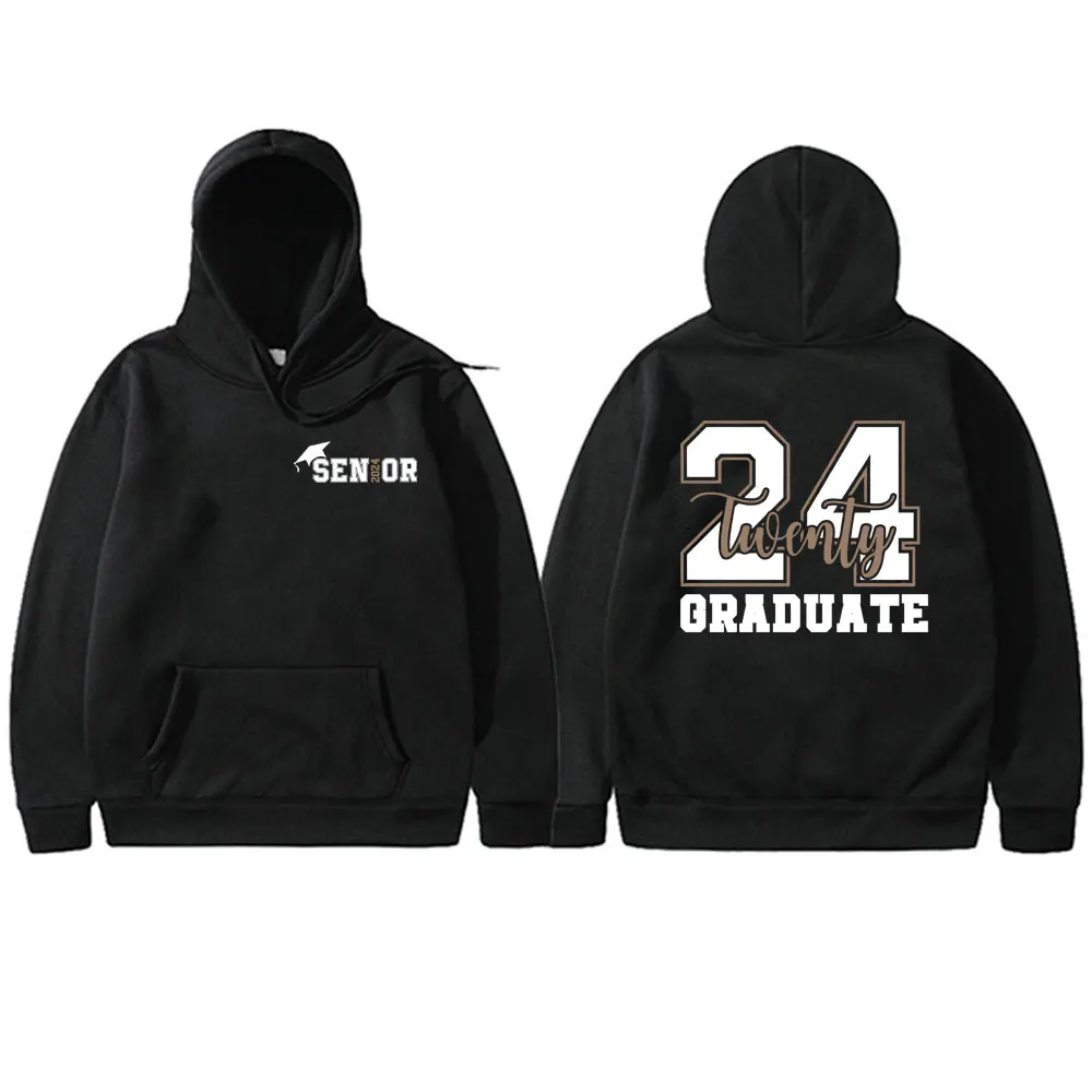 

Senor 2024 Graduation Graduate Graphic Hoodie Unisex Vintage Pullover Hoodies Men Women's Fashion Casual Oversized Sweatshirt