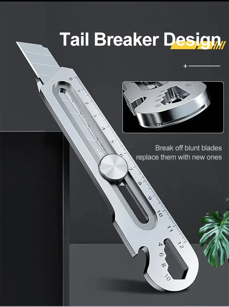 Neues Allzweckmesser aus Edelstahl, Tapetenmesserhalter aus Stahl, langlebig, robust, schnell schneidend, manuelle Sperre für bequemen Halt – Detail 5