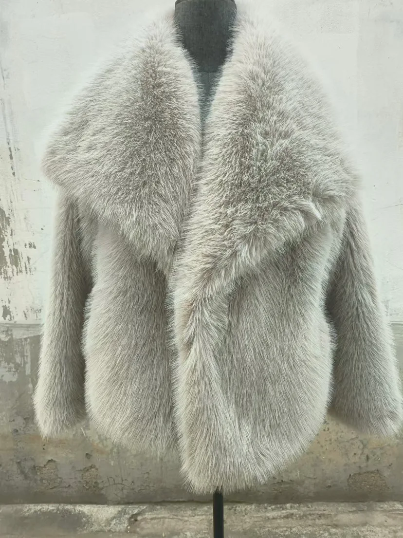 

2025 Women's Coat Women's Autumn and Winter Fur Coat Woman Autumn Winter Faux Fur Coat Plush Fluffy Women's Jacket