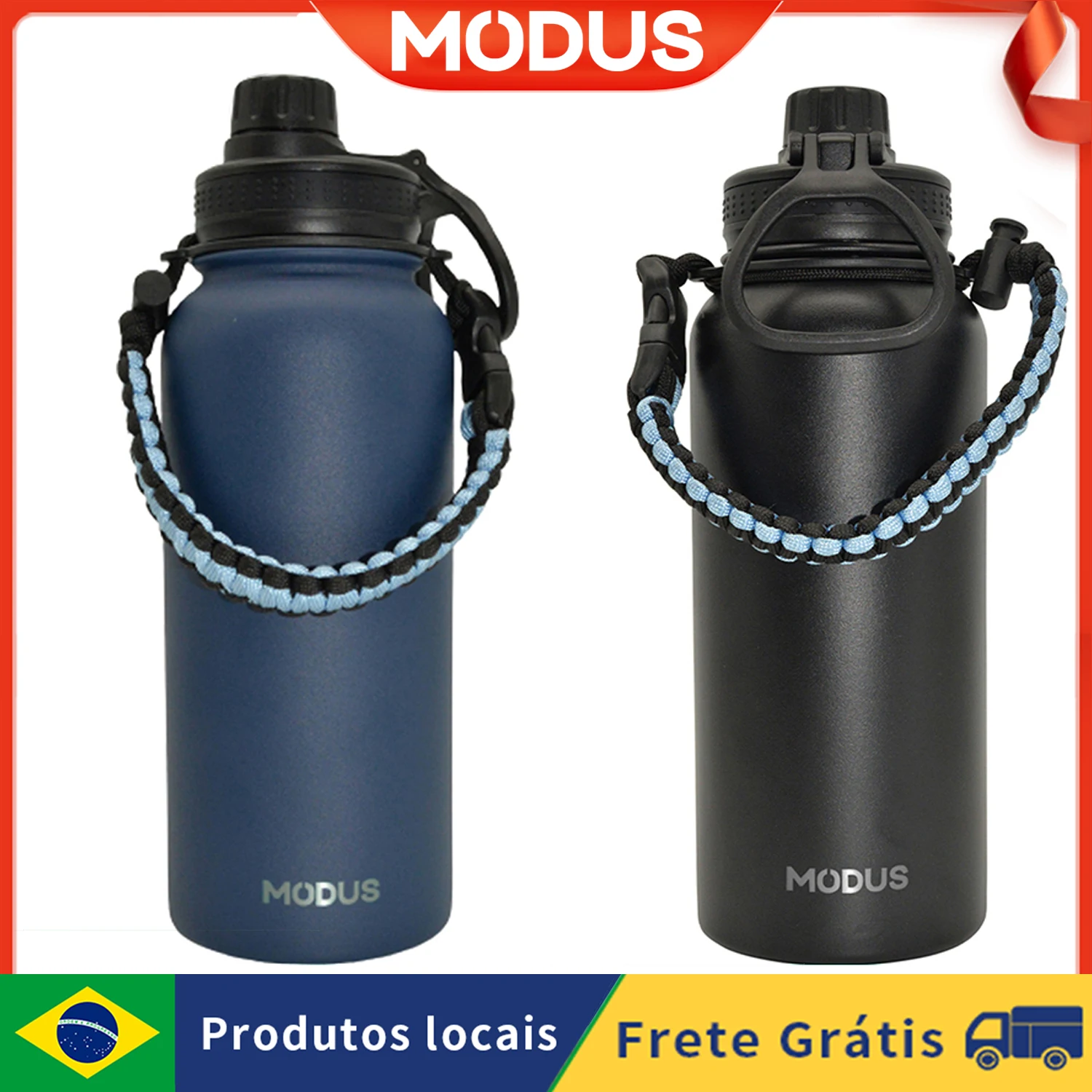 MODUS Stainless Steel Thermal Water Bottle With Portable Rope Sports Cup 1000ml