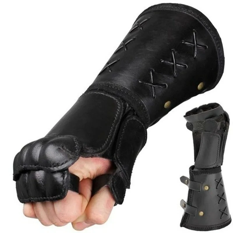 اكسسوارات تأثيري القرون الوسطى خمر المصارع الجلود درع القوطية عكس صدفي القوطية حزام مشبك قفازات جلدية #1