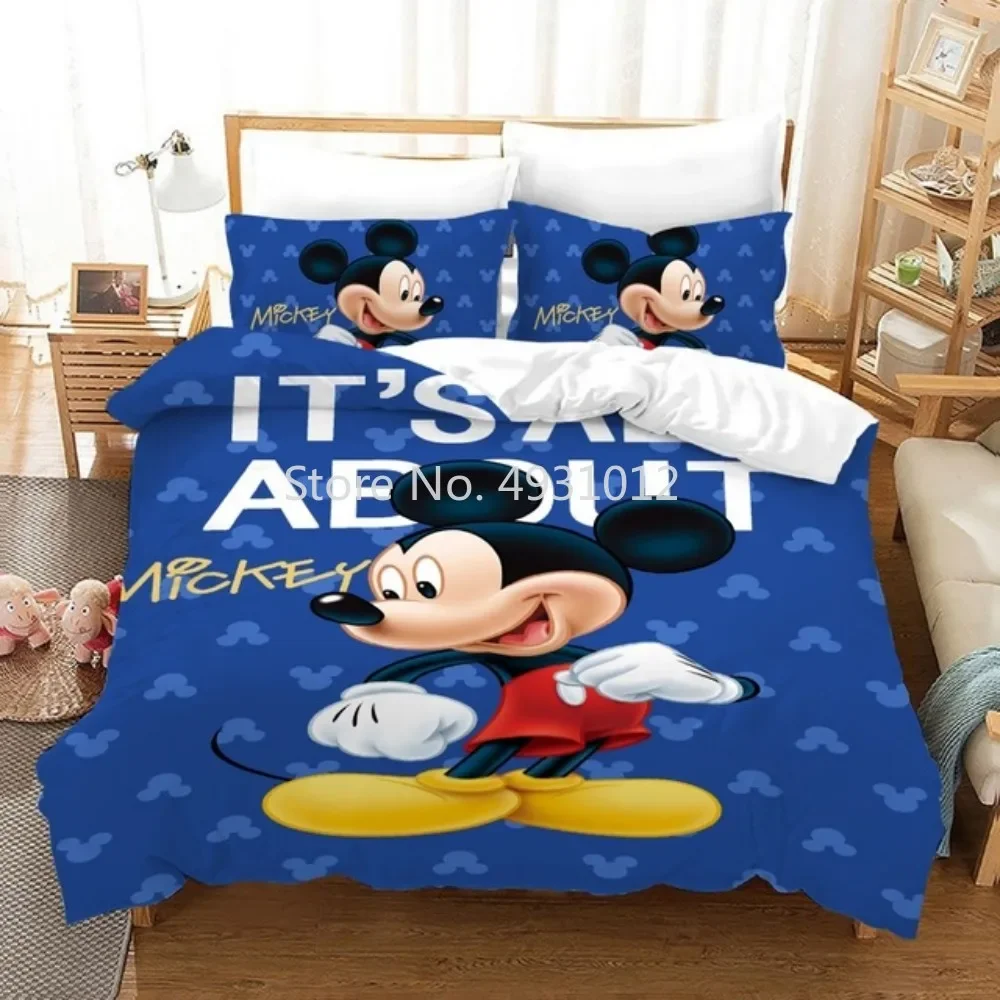 New Mickey Minnie Mouse Bedding Set Kids Children Boys Girls Gift Household Textile Duvet Cover Quilt Cover Pillowcase Decor Bed