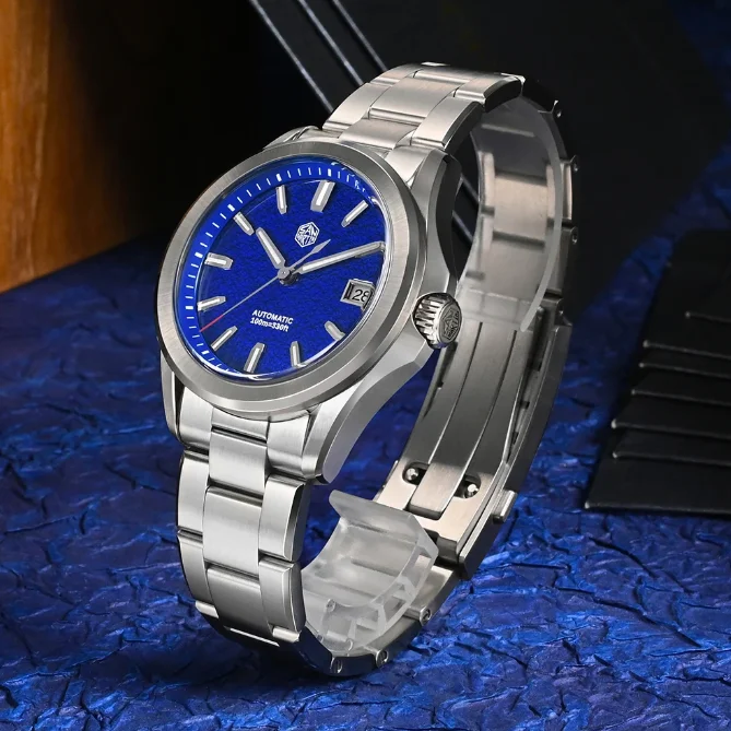 

San Martin Men Automatic Watch 39mm Mechanical Wristwatch 10ATM Waterproof BGW-X1 Luminous Sapphire Mirror NH35 Oil Press Dial
