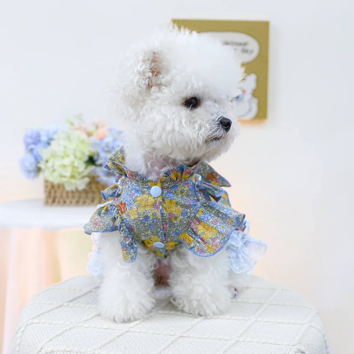 1PC pet clothing Spring and Autumn Baroque pearl floral princess skirt suitable for small and medium-sized dogs