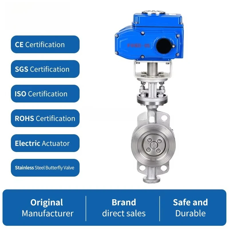 Motorized Butterfly Valves DN50 DN65 DN100 Electric Control for High Temperature Water