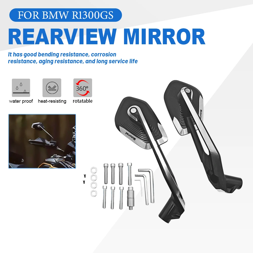 Motorcycle CNC Aluminum HD Rearview Mirror for BMW R1300GS Anti-Glare Blue Mirror Rearview Mirror