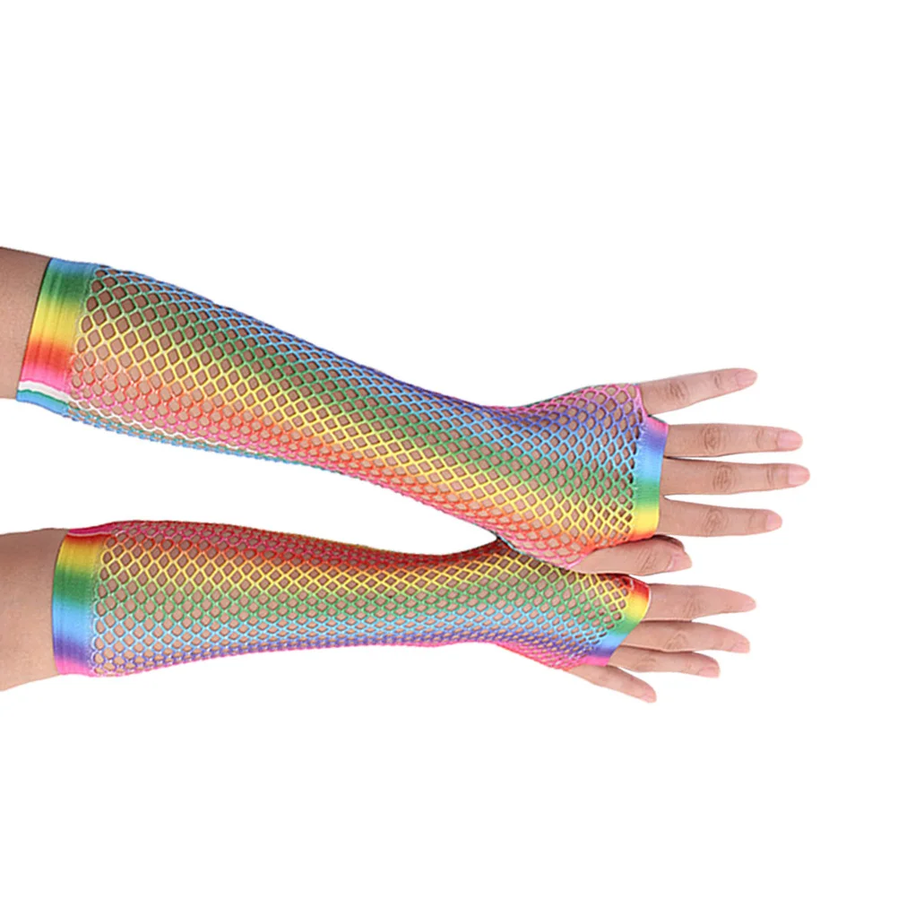 1 Paar lange Nylonhandschuhe, bunte elastische Handschuhe für Frauen, Cosplay, Geburtstagsparty-Kostüm