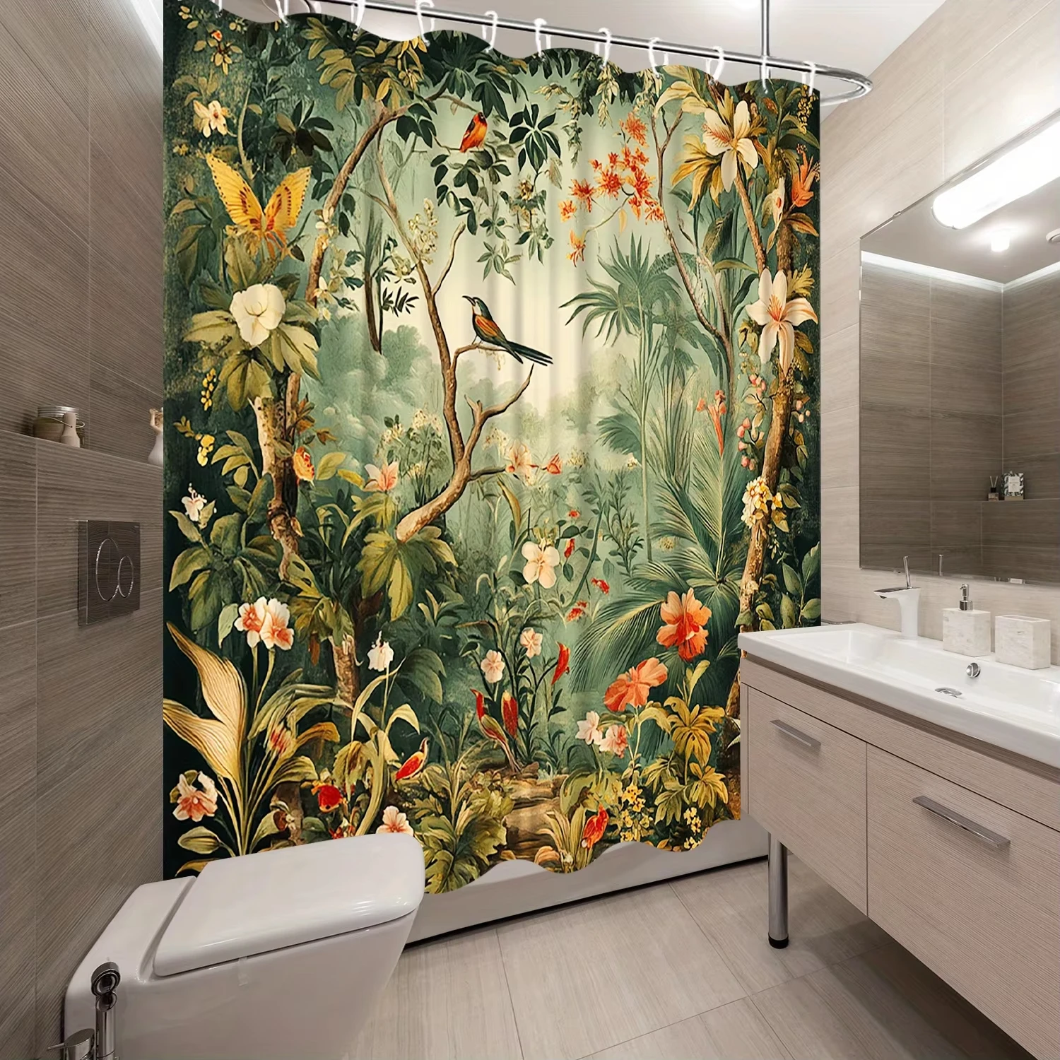 VIKAMA Enchanted Forest Shower Curtain - Multi-Style Bath Decor, Perfect for Those Who Love Nature-Inspired  Practical Designs