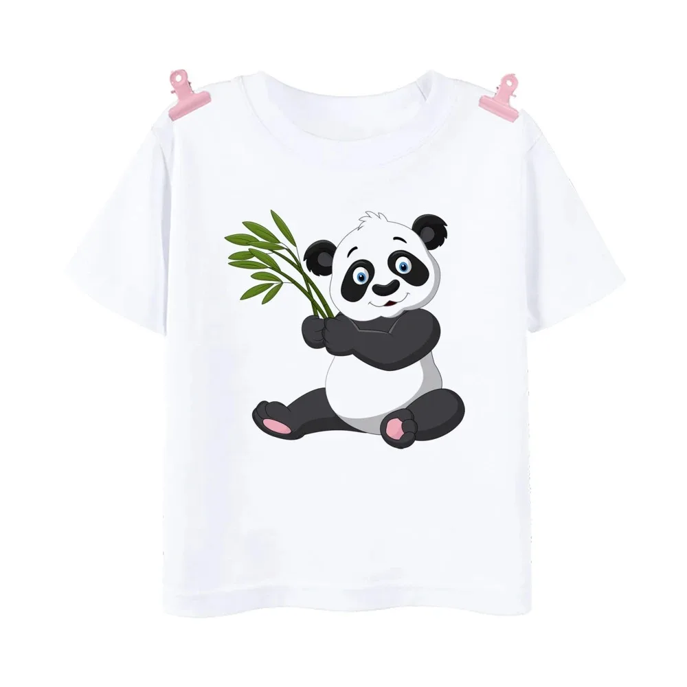 Cute Panda Printed Dinosaur T-shirt for Boys Girsl Summer Outfit Tops Kids Casual T Shirt Kawaii Children Short Sleeve Clothes