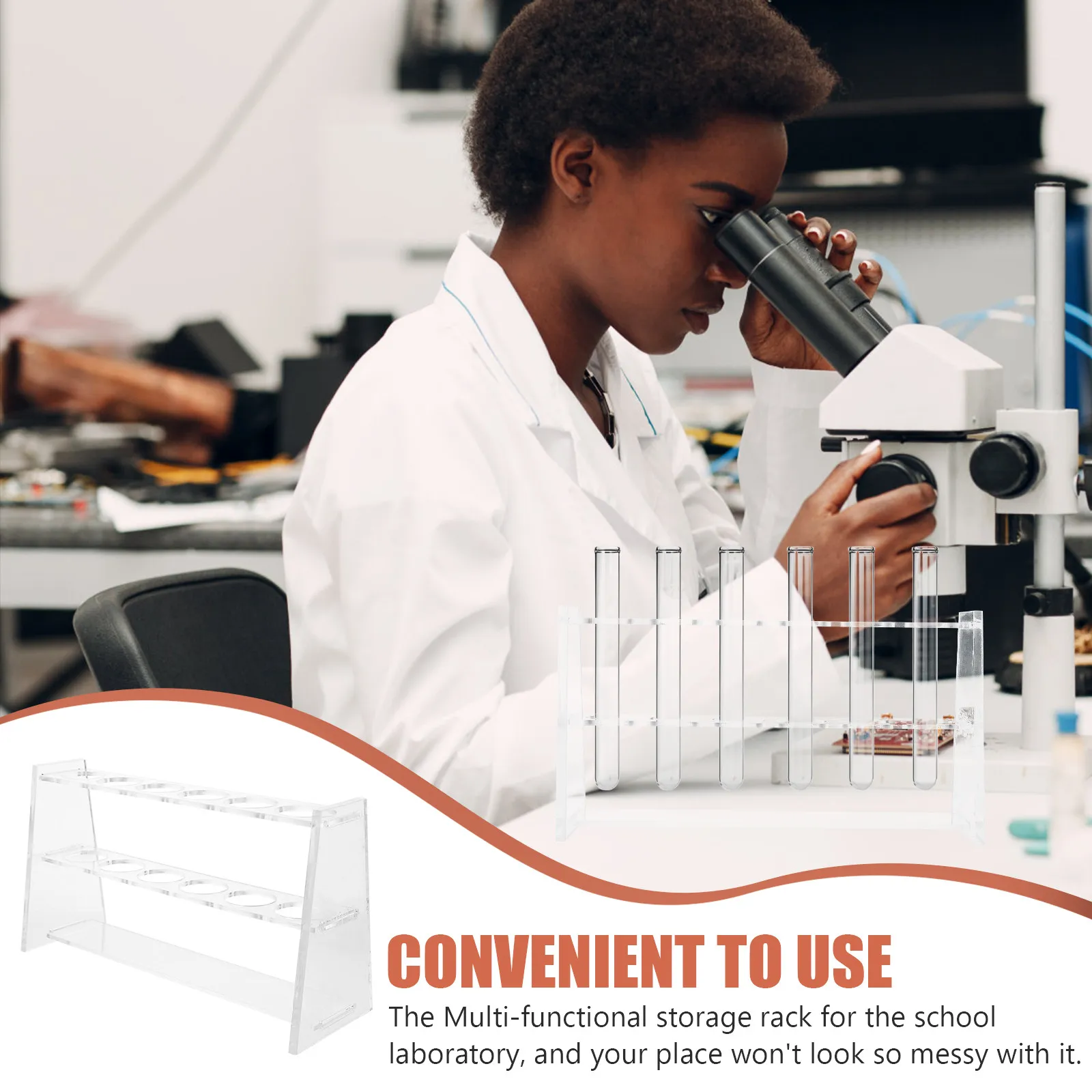 Test Tube Rack Acrylic Holder 6 Holes Laboratory Storage Organizer Reusable Sampling Tubes Display Stand Scientific Experiment view 4