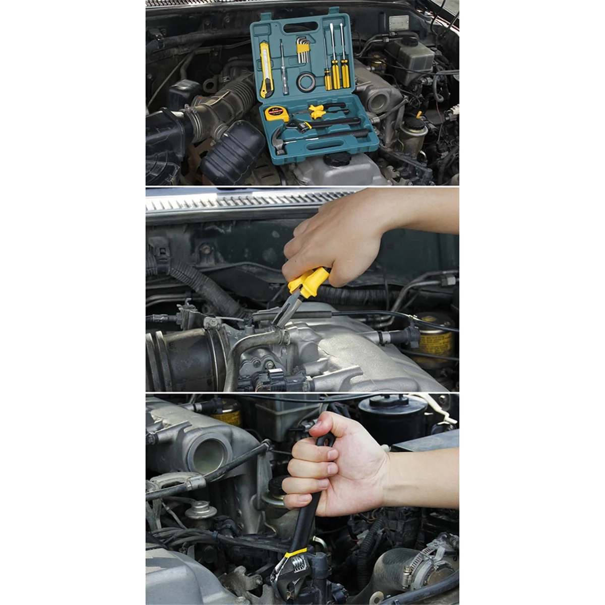 16 Pcs Multifunctional Vehicle Emergency Maintenance Tool Kit Go on Road Trip Rescue Workers' Vehicle Maintenance Tool G