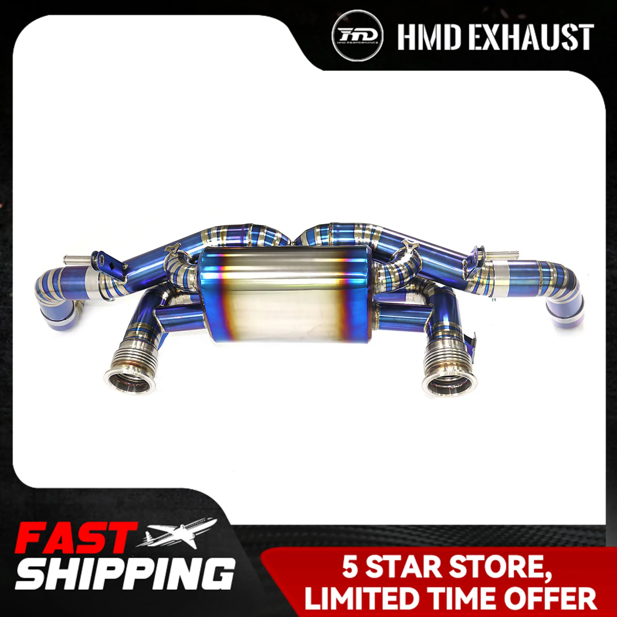 

HMD Titanium Alloy Exhaust System High Flow Performance Catback Is Suitable For Audi R8 V10 5.2L With Vacuum Valve