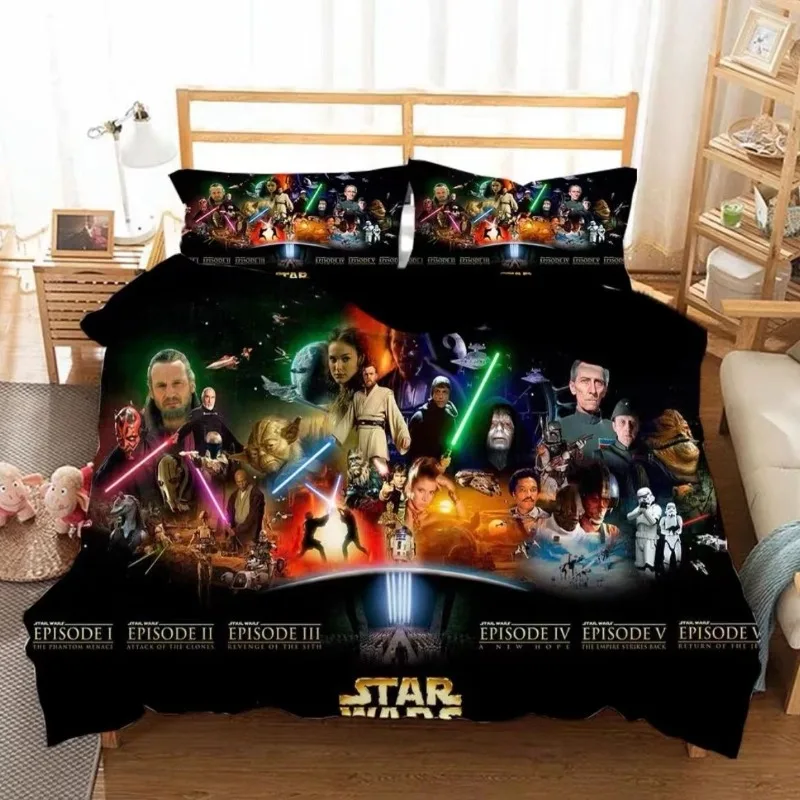 

Movie Star Wars Themed Bedding Set Colorful Print Polyester Student Dormitory Bed Sheet Quilt Cover Gift Home Textile Decorative
