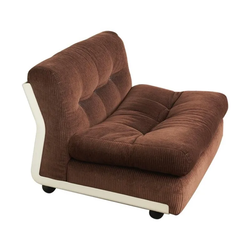 Retro corduroy single and double three-person fabric sofa, simple medium and ancient style module sofa chair