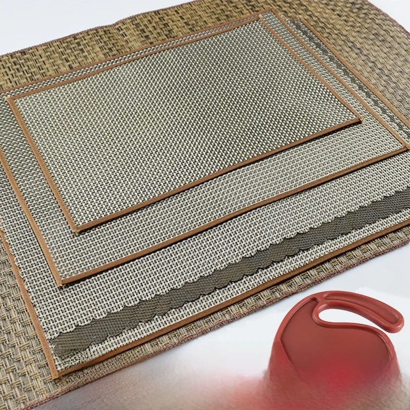 

New Sle Bamboo Tea Tray Mat Plastic Heat Insulation Pad Dining Table Mat Tea Ceremony Accories Filter Tea Wastes