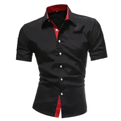Men's Casual Business Short Sleeve Shirt Hawaii Men's T-Shirt Button Fashion Matching Short Sleeve Shirt XS-5XL European Size