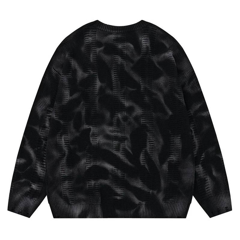 Herfst Heren Gebreide Jumper Truien Vintage Tie Dye Warme Truien 2025, Streetwear Harajuku Casual Loose Fit Truien Kleding