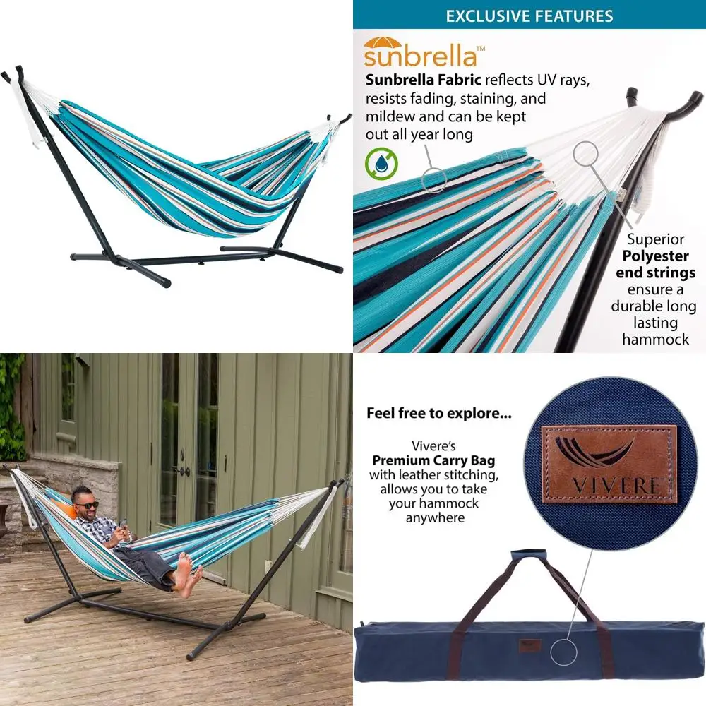 أرجوحة قطنية مزدوجة مع حامل فولاذي موفر للمساحة، أوتار نهاية بوليستر مطورة، سعة 450 رطل، حقيبة حمل ممتازة، مثالية f #1