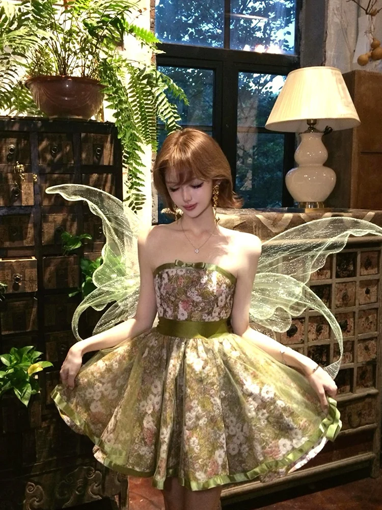 

Elegant Birthday Short Dress Women's Gown with Sash Floral Embellishment Heavy Embroidery Silk Blend A-Line Skirt without Sleeve