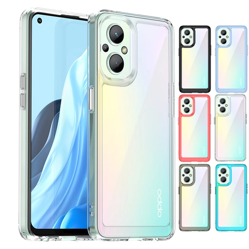 For Cover OPPO Reno 8 Lite Case Reno 8 Lite Capa New Shockproof Bumper Clear Transparent Multicolor For Fundas Reno 8 Lite Cover