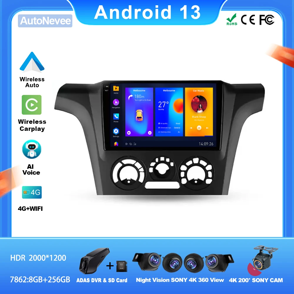 Car Android For MITSUBISHI OUTLANDER 1 2002 - 2008 No 2din DVD Multimedia Player Touch Screen 9 Inch Support 5G Wifi Display