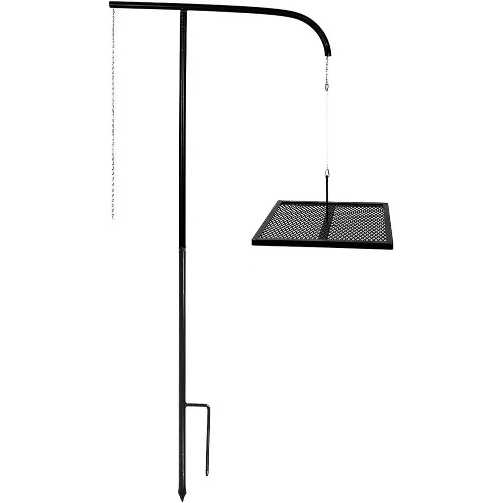 

Adjustable Swing Arm Grill for Portable Camping and Outdoor Cooking - Heavy Duty Steel Grate for Open Fire BBQ and Campfire Acce