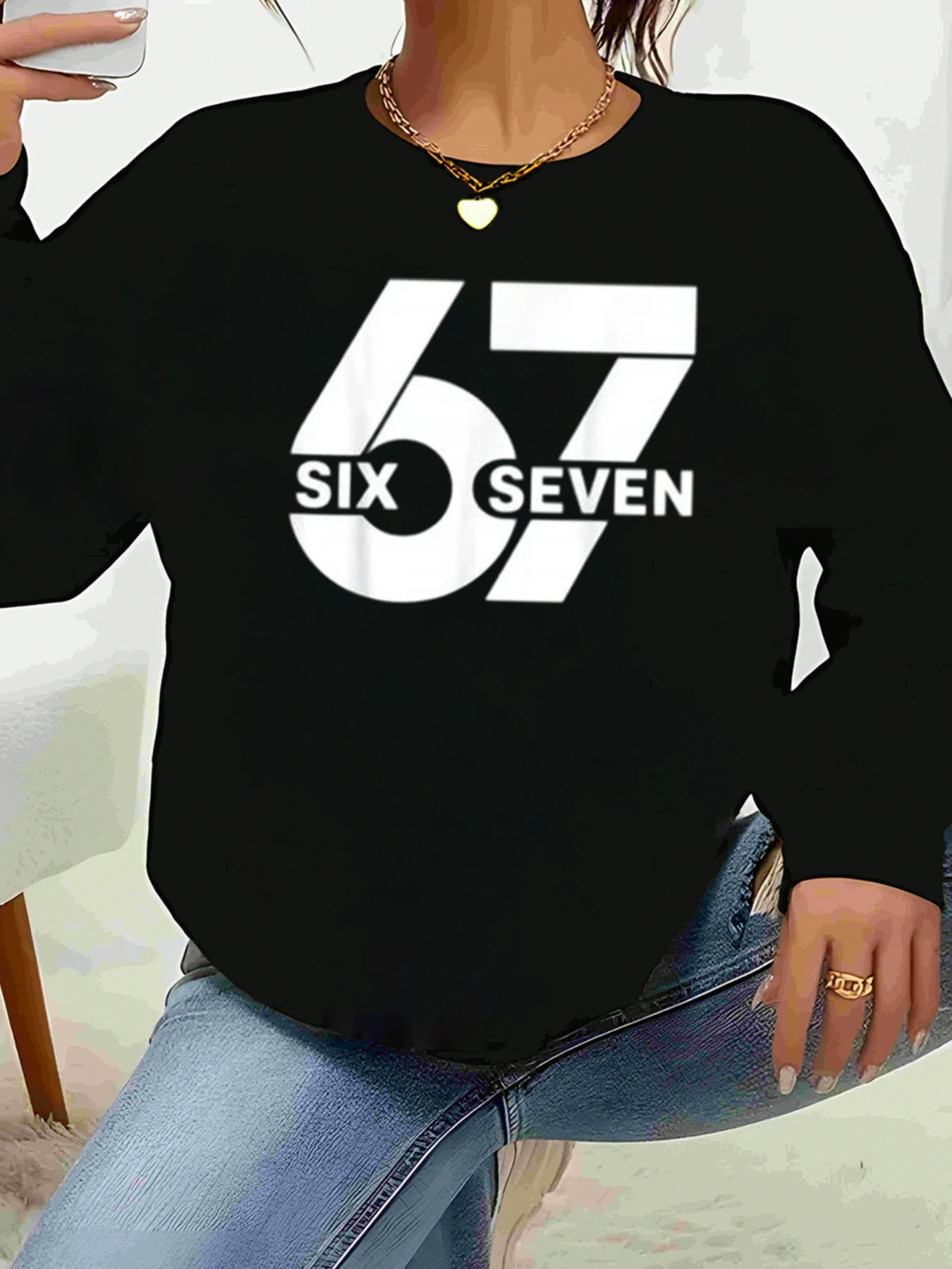 

67 Свитер с длинными рукавами и принтом Six Seven, повседневная одежда для женщин, повседневная одежда