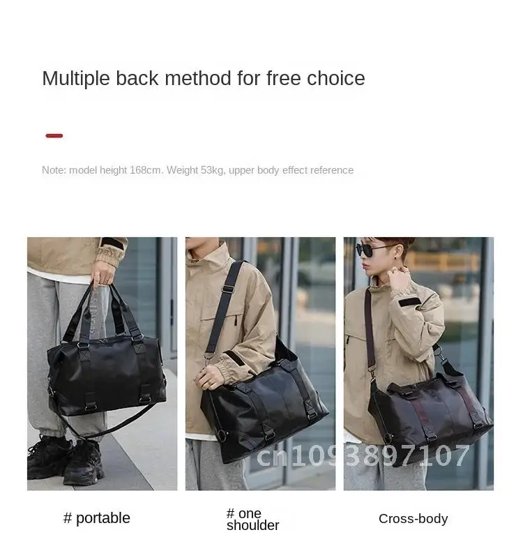 2023 New Men's Business PU Travel Handbag Soft Leather sac Handheld Bag Crossbody Shoulder Sports Capacity TrainingLarge Texture