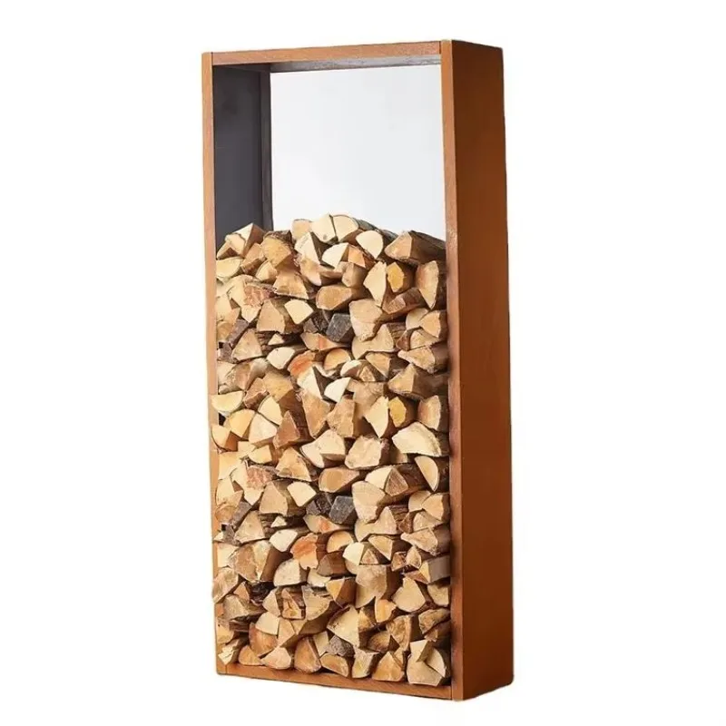 

Custom Outdoor Rustic Metal Rectangular Log Holder Corten Steel Firewood Rack