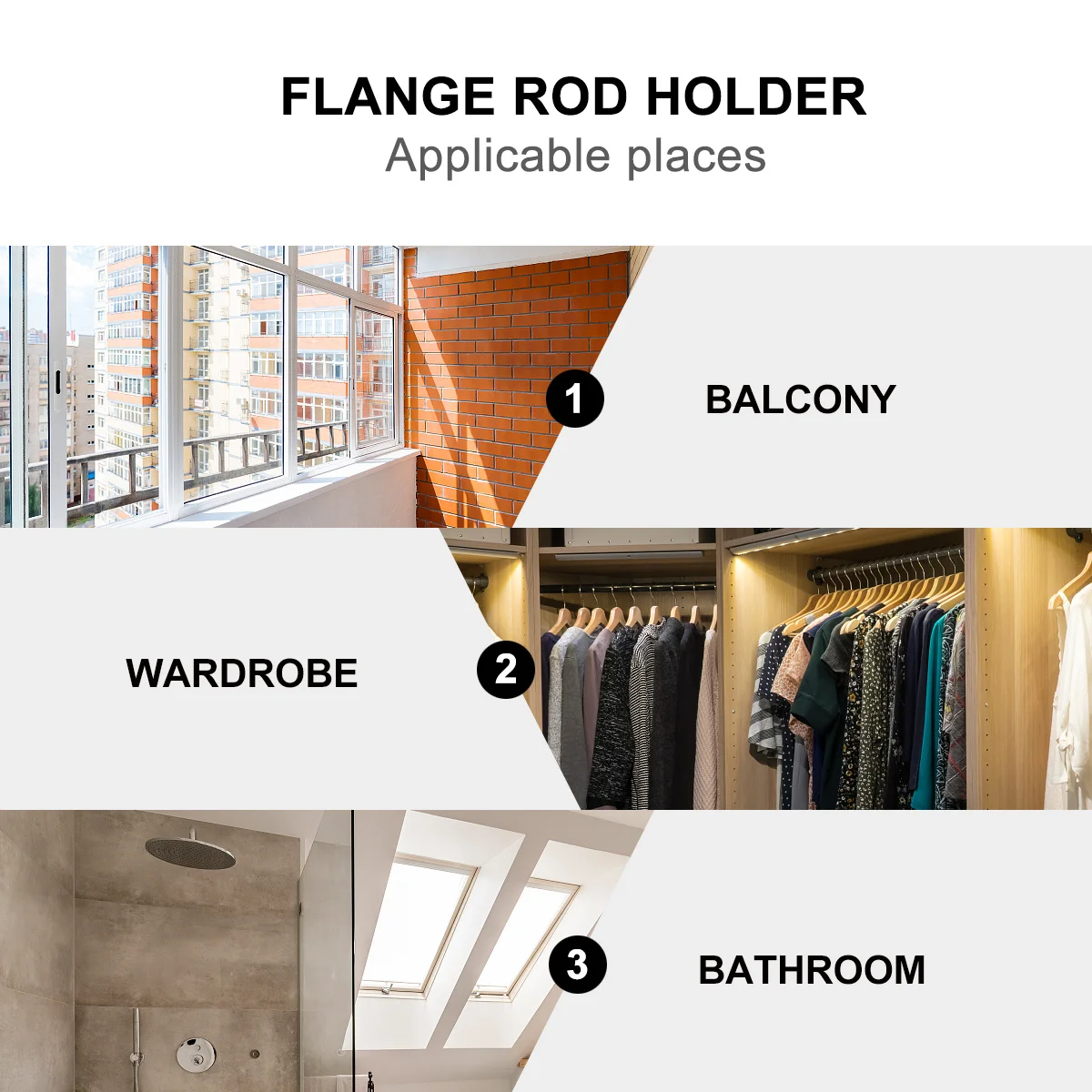 

2Pcs Stainless Steel Flange Holder Closet Pole Socket Heavy Duty Towel Bar Bracket for Balcony Display Shelf Hanging Rod Support