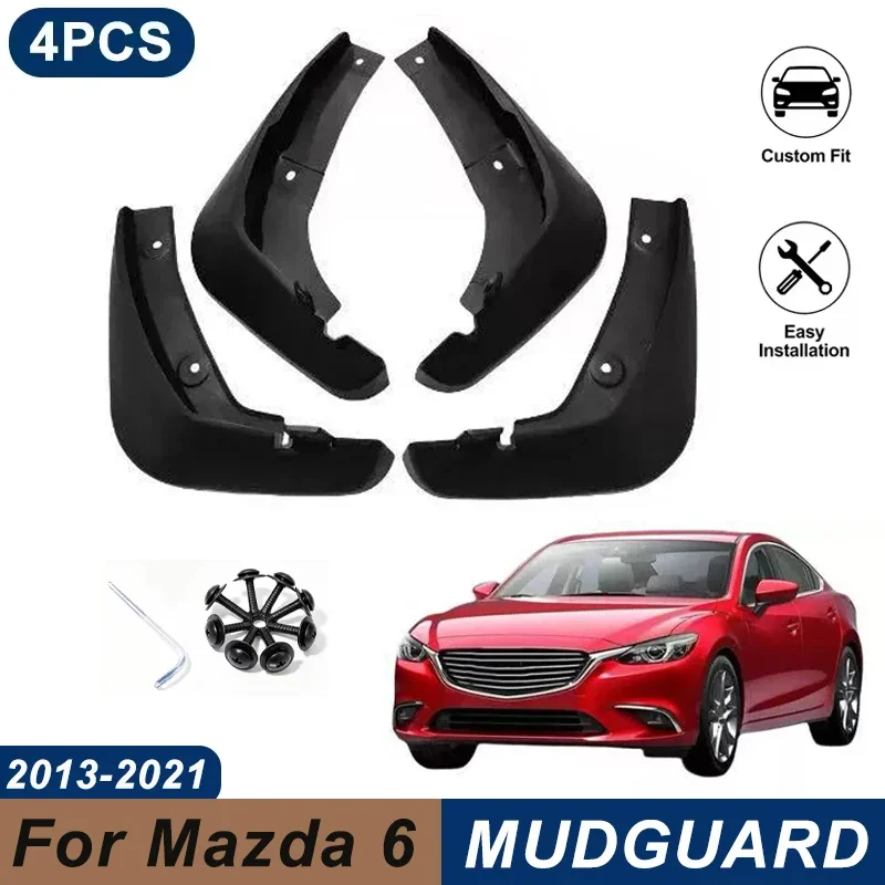 4PCS Car Mud Flaps For Mazda 6 2013-2021 Waterproof Anti-Splash Fender Mudguards Auto Exterior Accessories