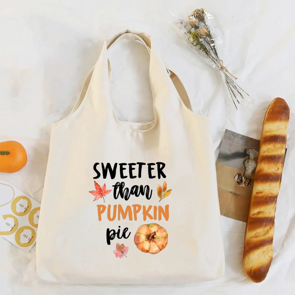 Just A Girl Who Loves Fall Printed Shouder Bag Hello Pumpkin Thanksgiving Halloween Canvas Bags Autumn Festive Tote Gift for Her