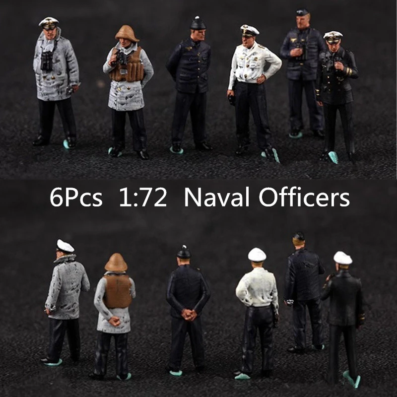 1:72 Scale 6Pcs Soldiers Action Figure Model Germany Naval Officers Doll Toys DIY Scene Accessory Display Collection Gifts Fans