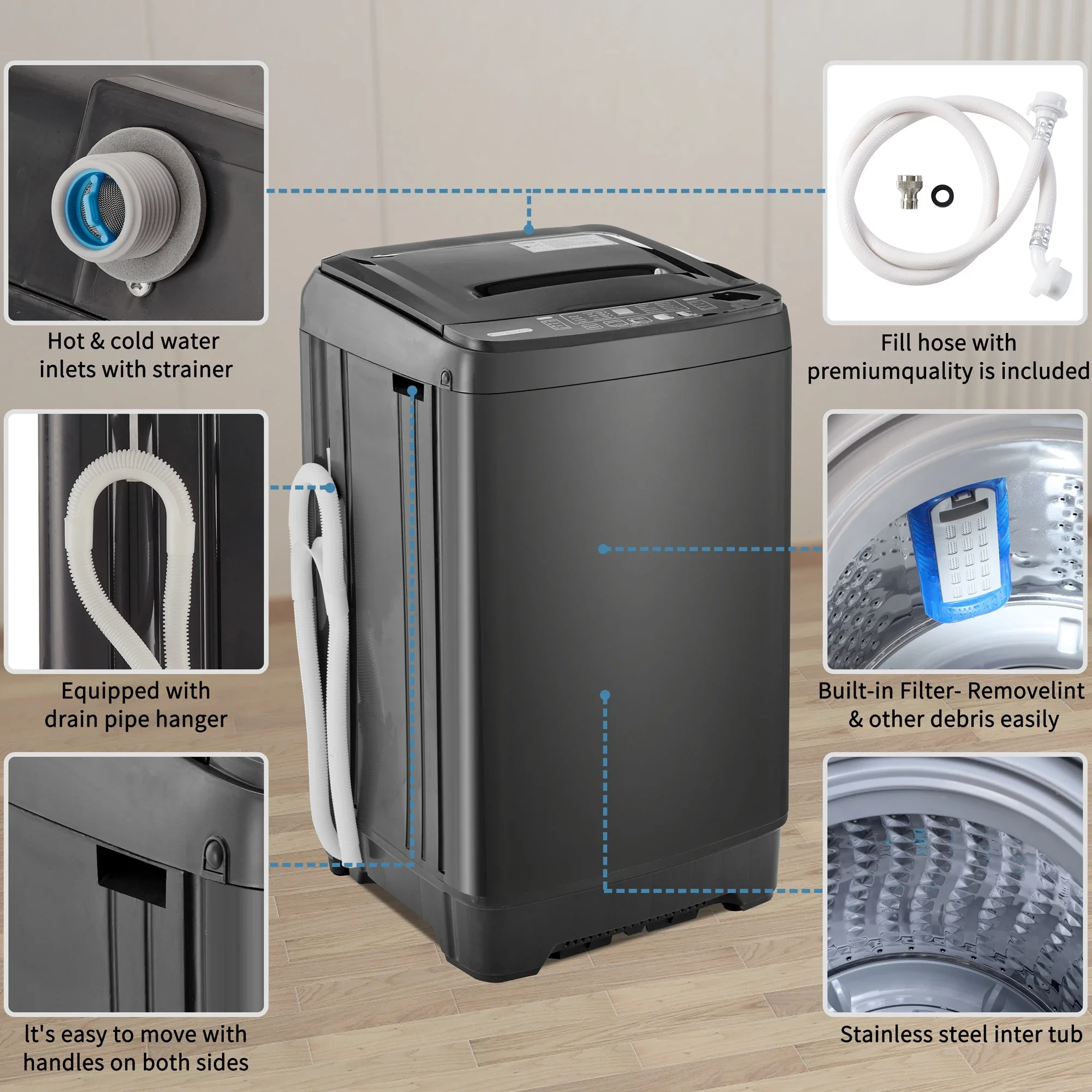 Household Large Capacity Pulsator Washing, Drying And Drying Washing Machine